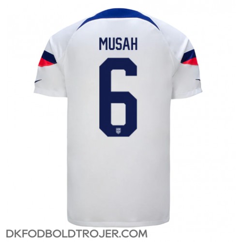 Billige Forenede Stater Yunus Musah #6 Hjemmebane Fodboldtrøjer VM 2022 Kortærmet